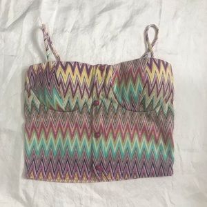 Multicolor Aztec print zig zag crop top/ bustier